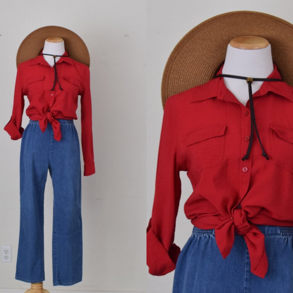 Van Heusen Womens Button Blouse Rayon/Nylon size SMALL